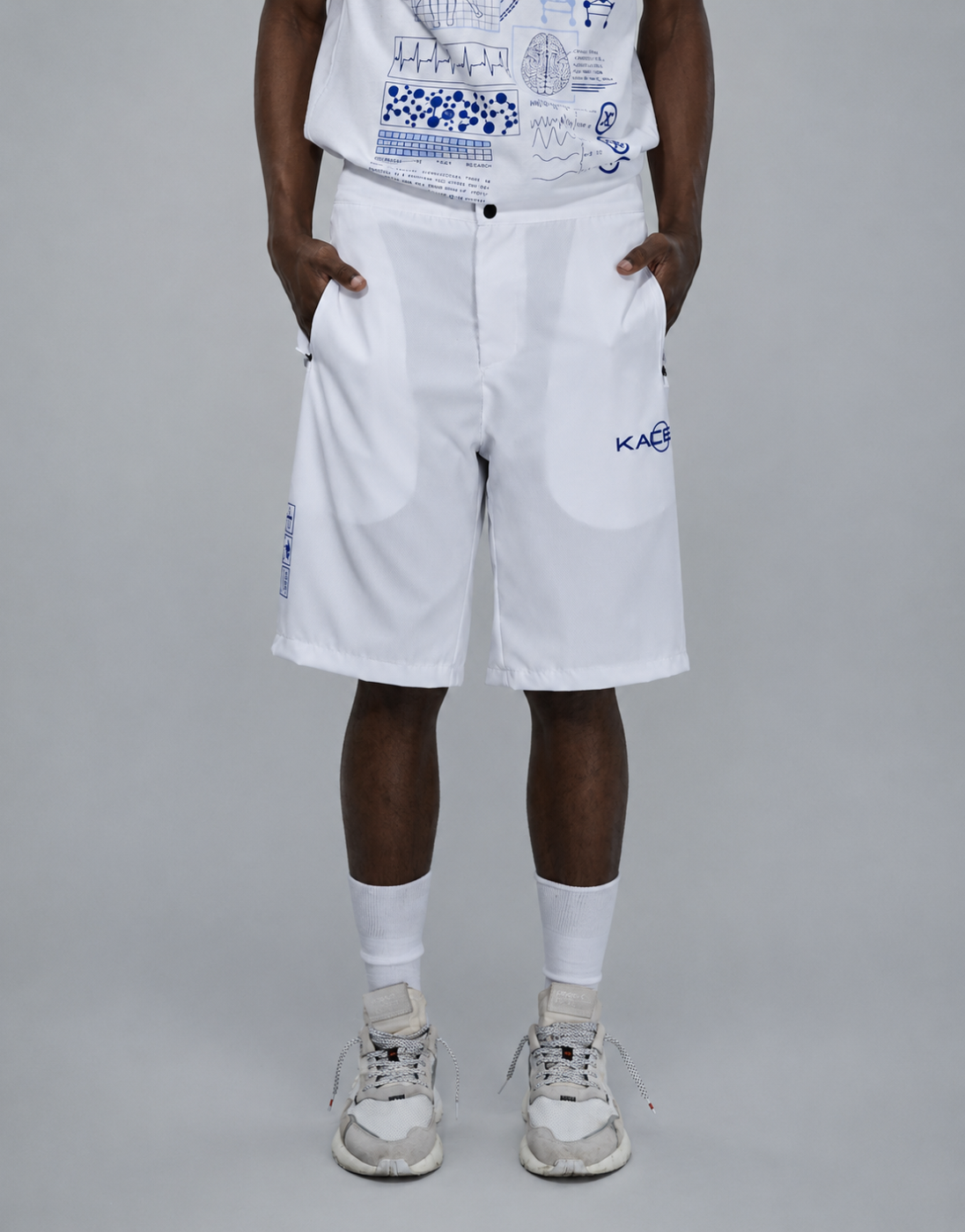 White Tech Bermuda Shorts Research Kace