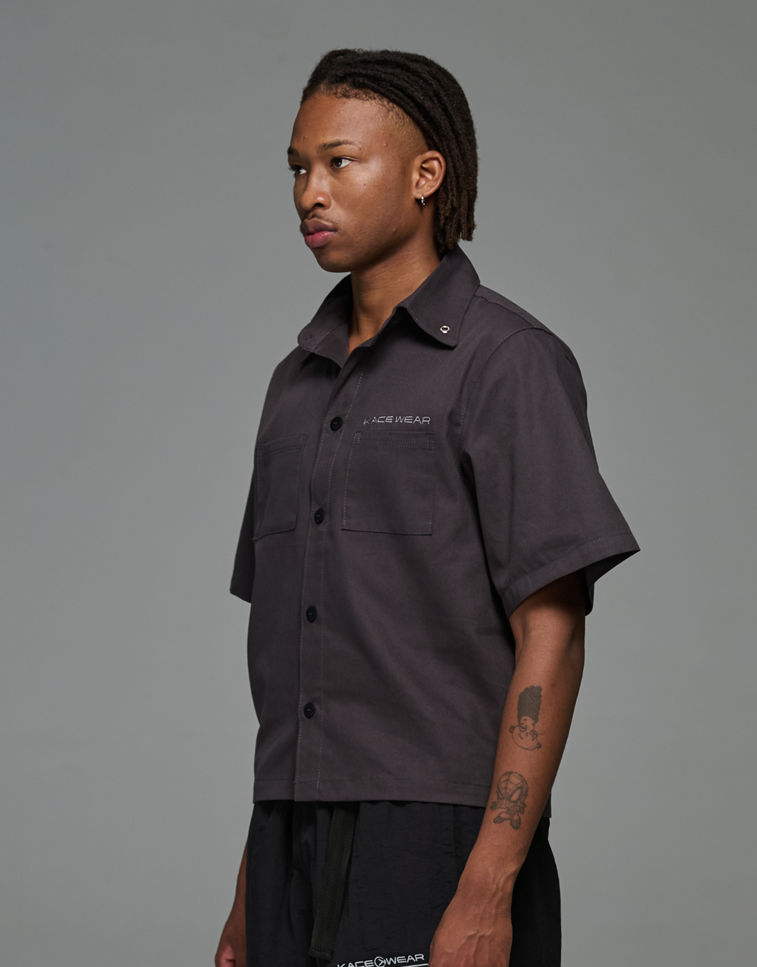 Grey Reworked Boxy Button-Up Shirt
