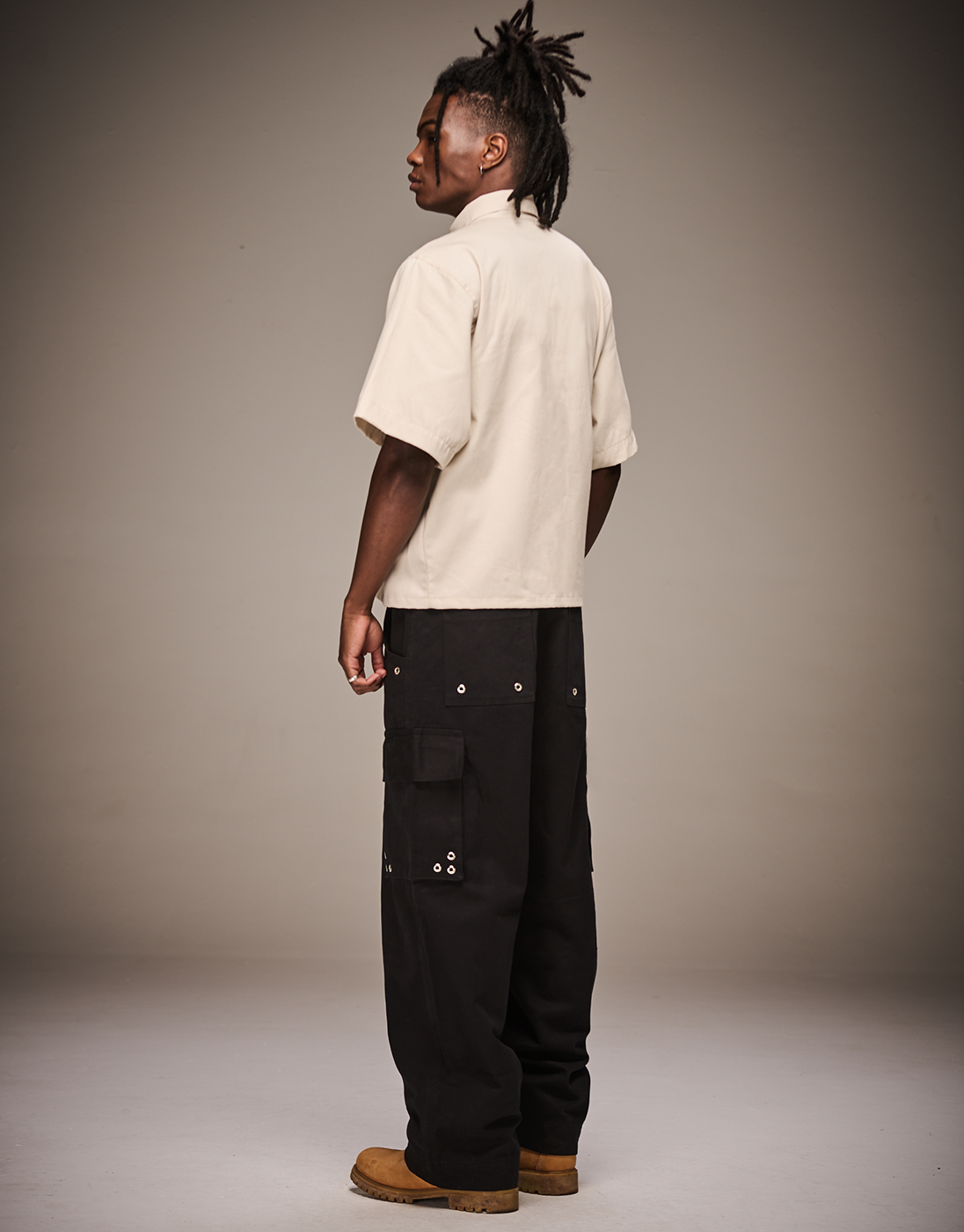 Boxy Cream Rework Zip Shirt