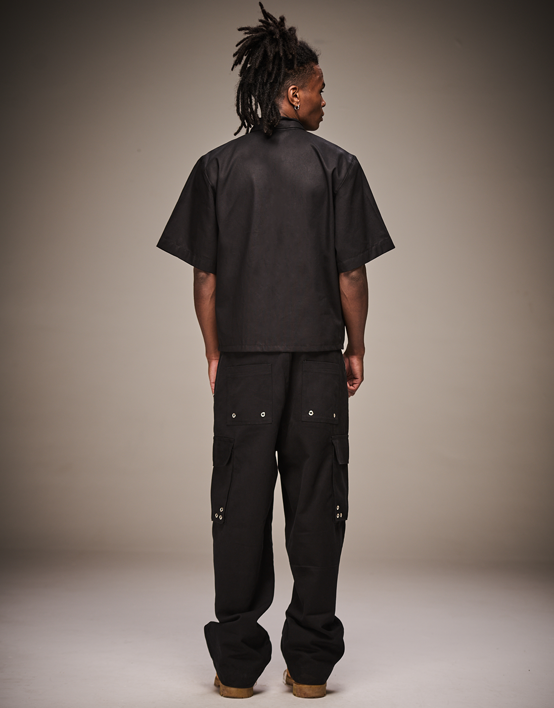 Black Boxy Rework Zipper Shirt