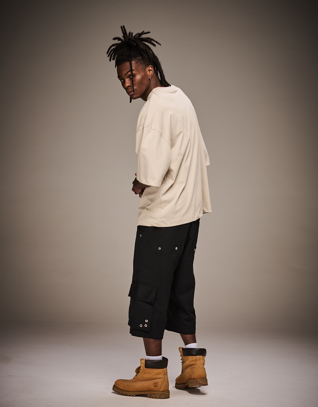 Stonewashed Boxy T-Shirt Beige