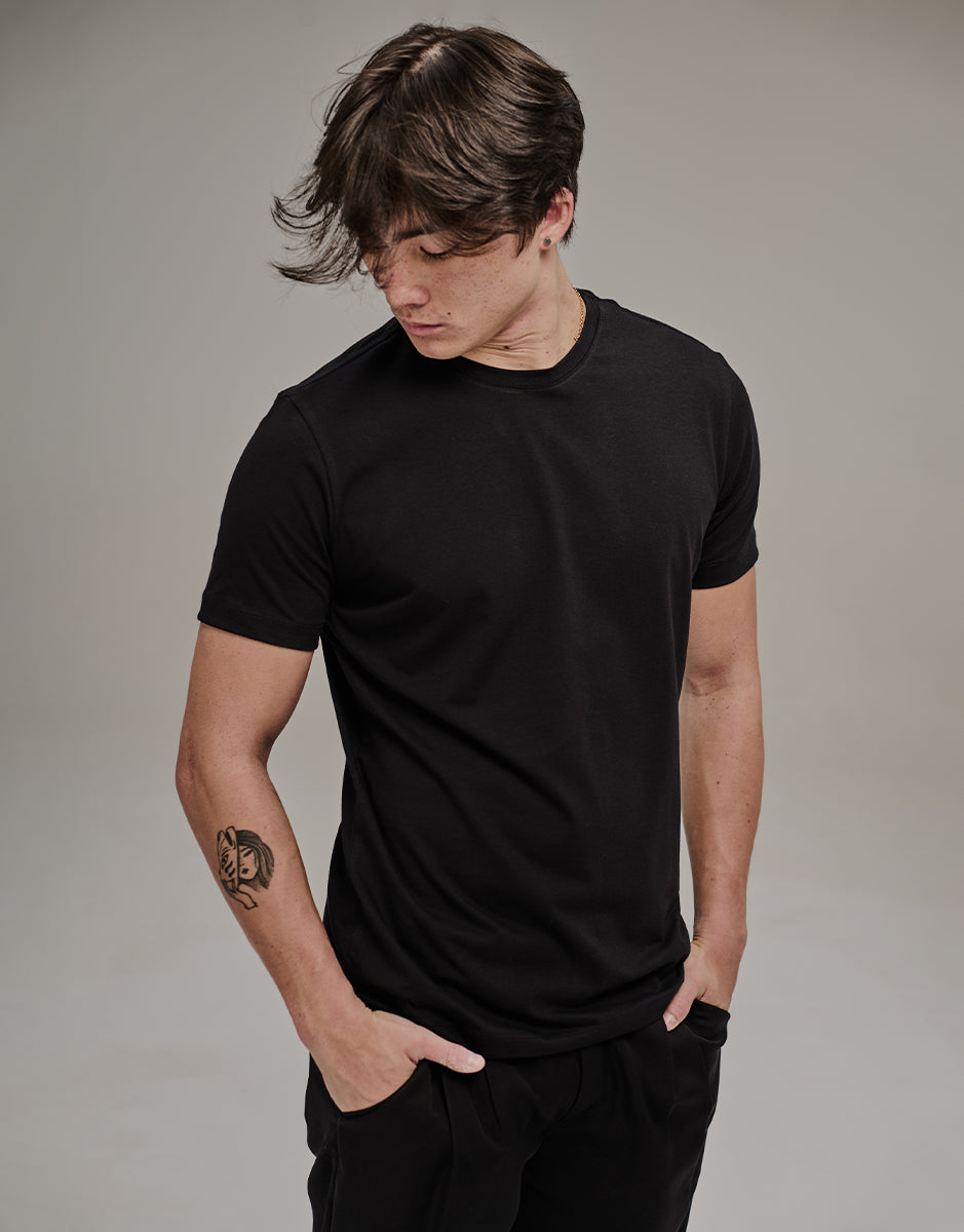 Kace Men's Slim Plain Black T-Shirt