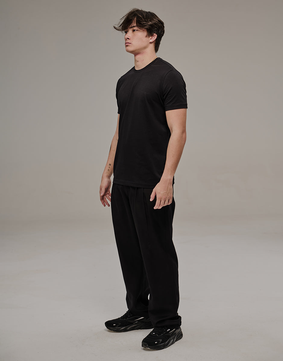 Kace Men's Slim Plain Black T-Shirt