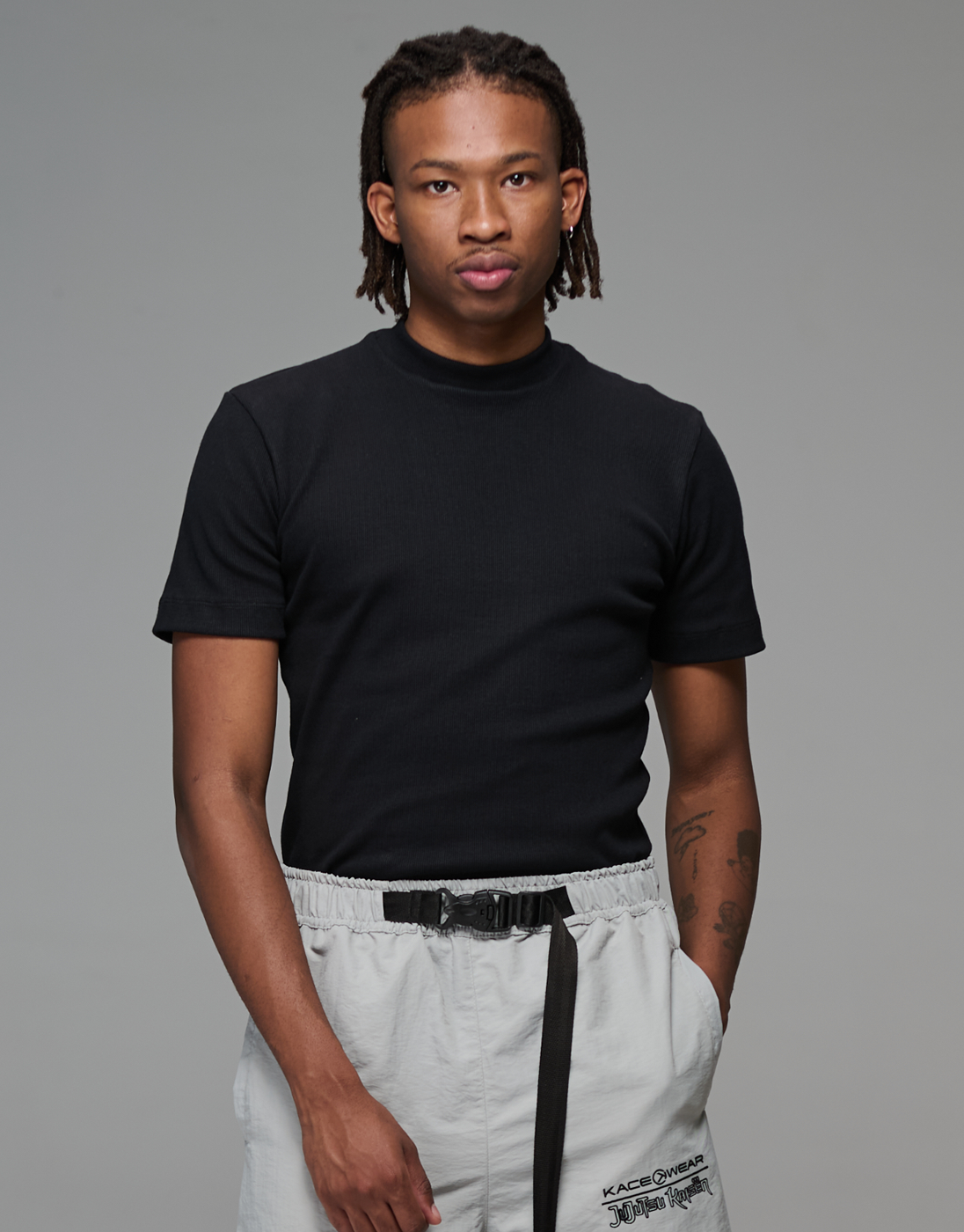 Balance Black Ribbed Slim T-Shirt