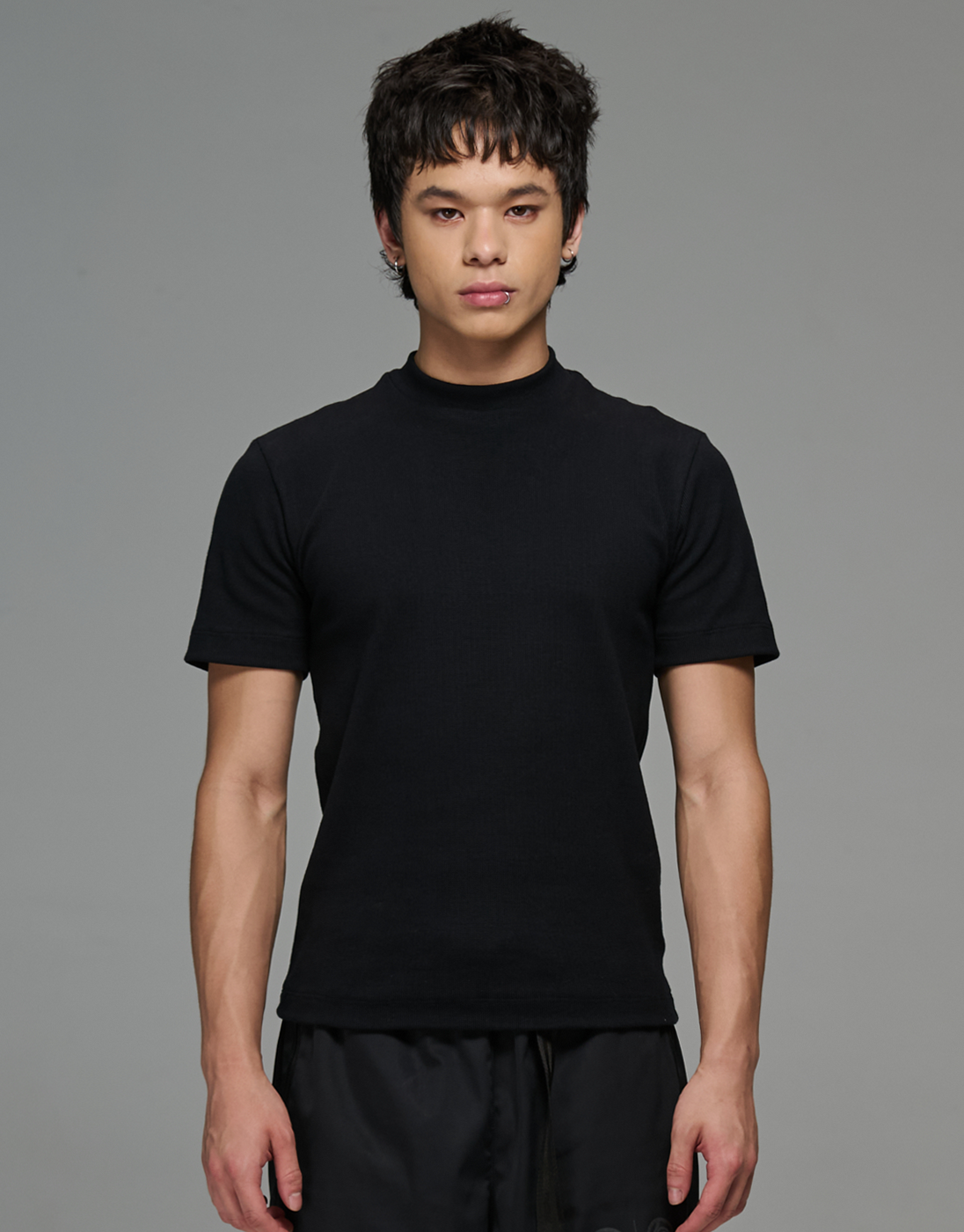 Balance Black Ribbed Slim T-Shirt