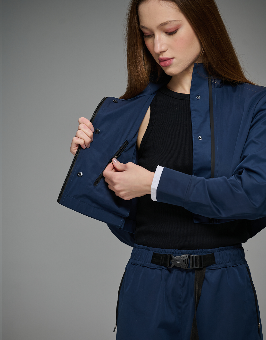 Jujutsu High Cropped Jacket JJK x Kace Wear Blue