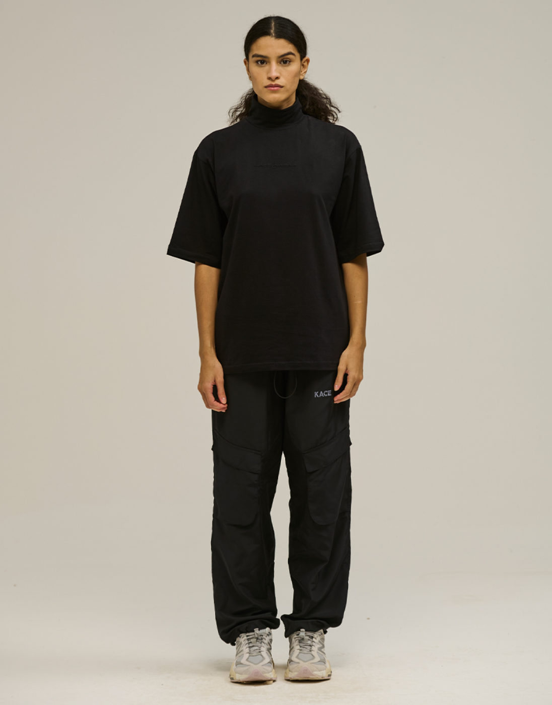 Black Oversized High-Neck Blouse