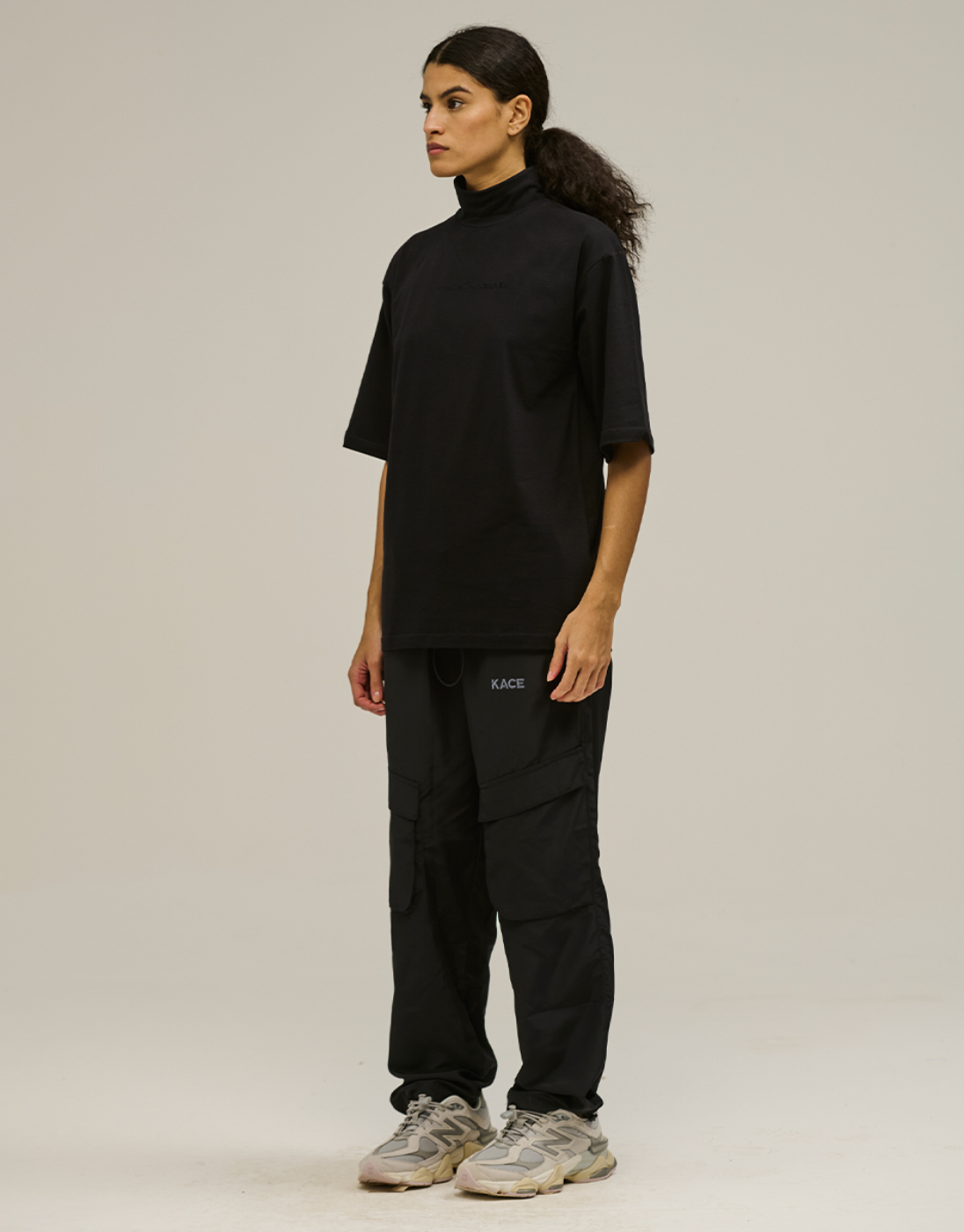 Black Oversized High-Neck Blouse