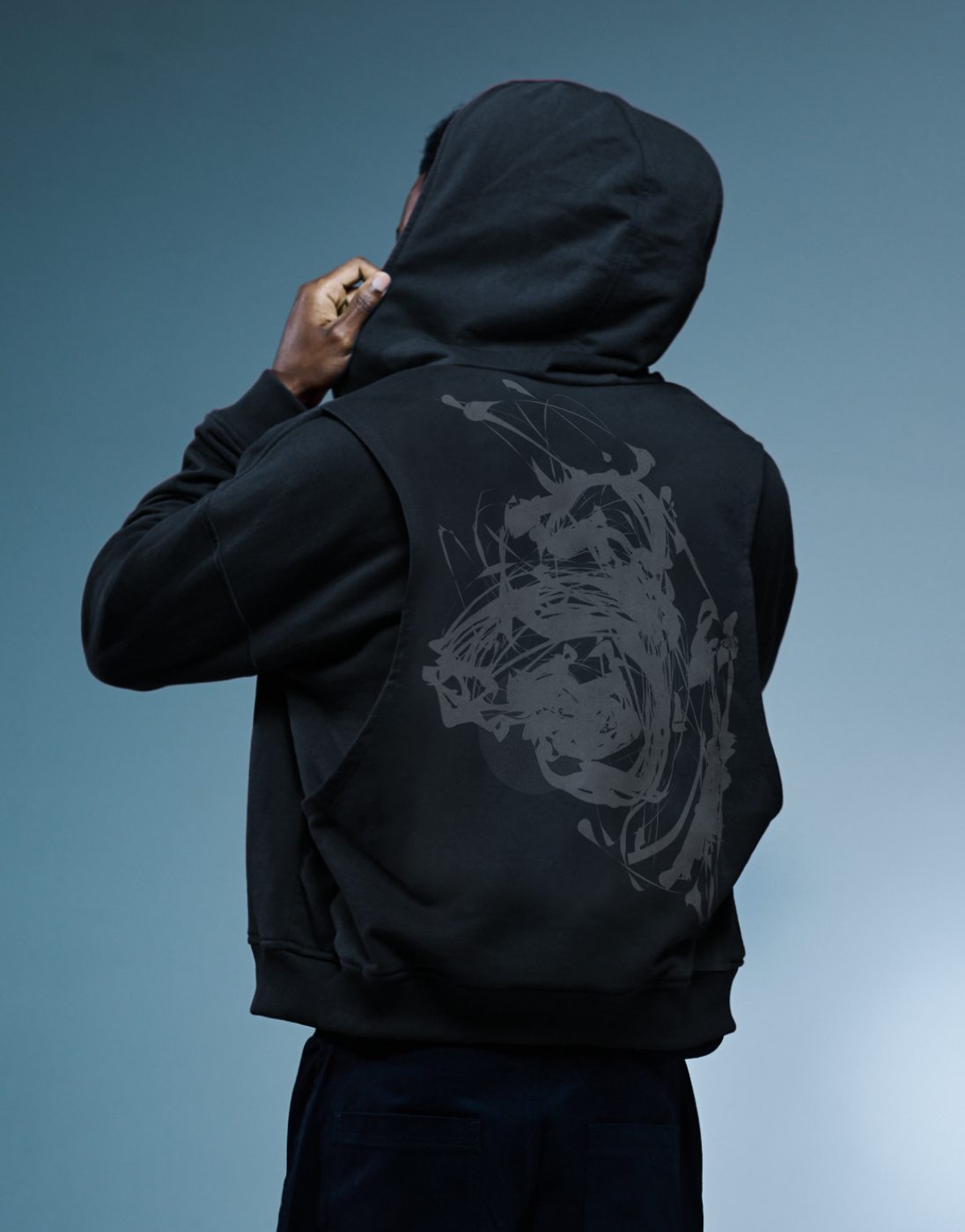Oversized Hoodie Rise Kace Wear x H. Anzai Black
