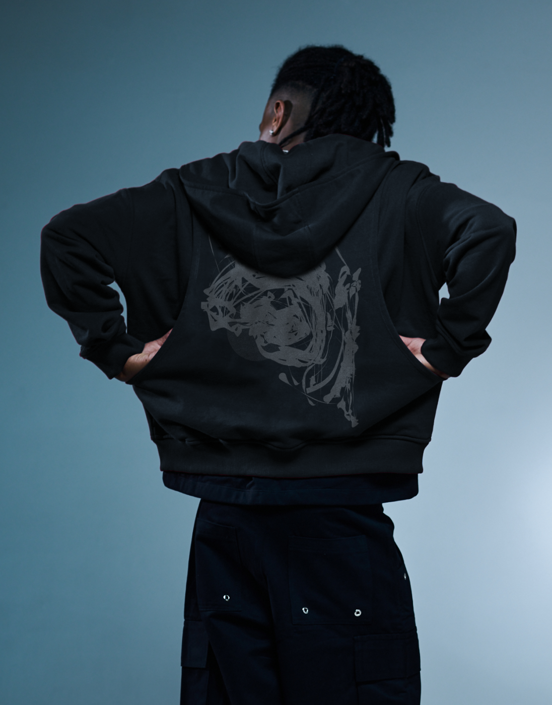 Oversized Hoodie Rise Kace Wear x H. Anzai Black