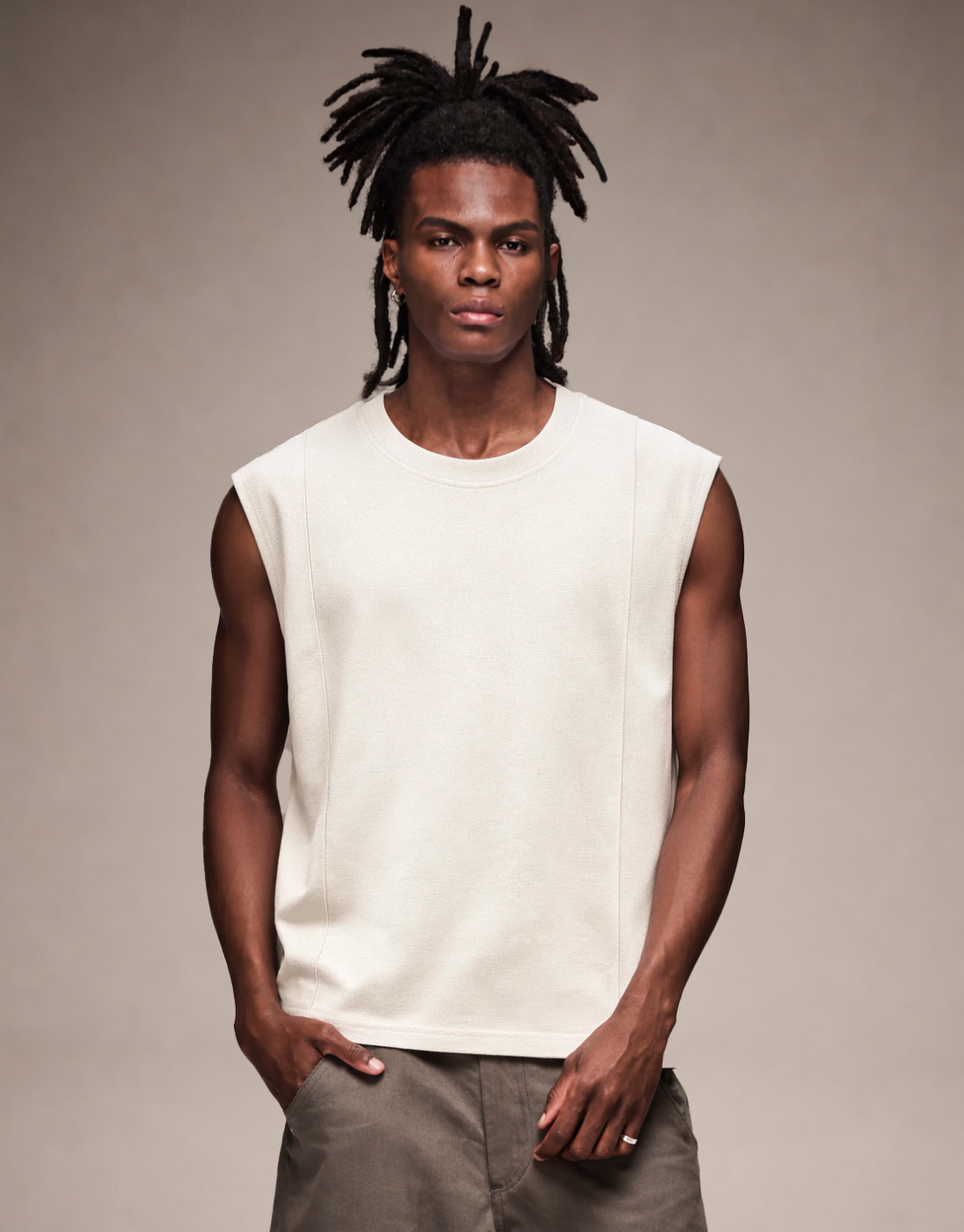 Off-White Plain Boxy Tank Top