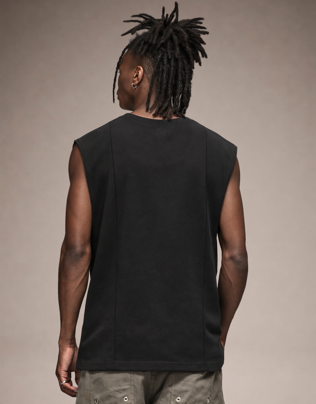 Black Plain Boxy Tank Top