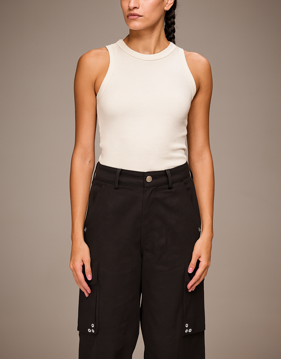 Women's Ribbed Off-White Tank Top