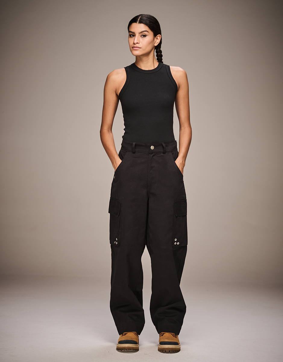 Women's Black Ribbed Tank Top
