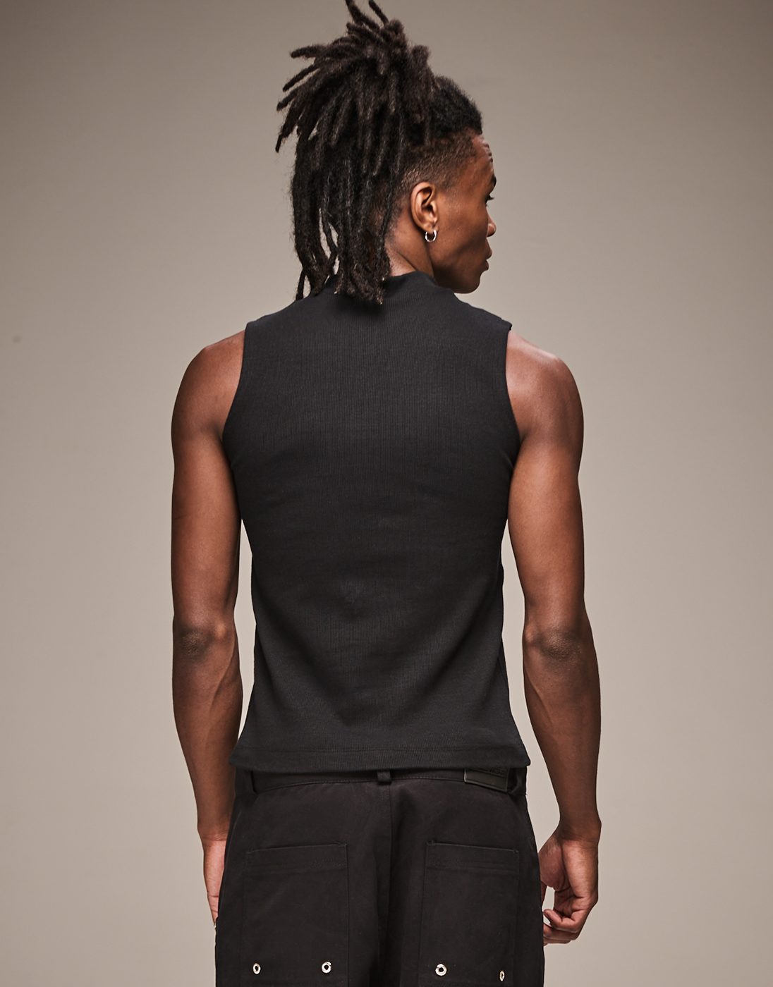 Cloud Black High Neck Tank Top