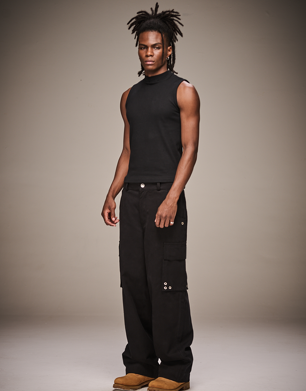 Cloud Black High Neck Tank Top