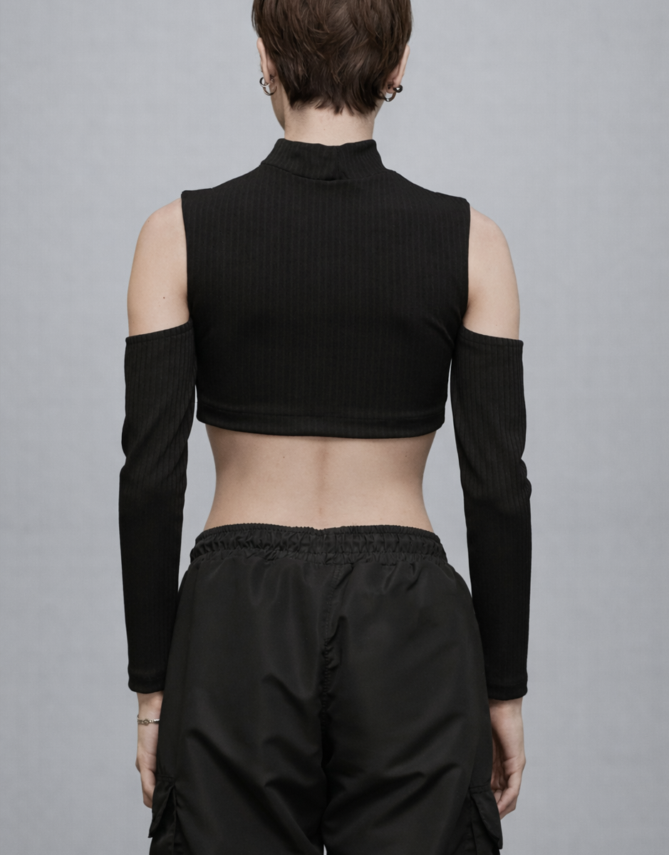 Ribbed Long-Sleeved Top Black