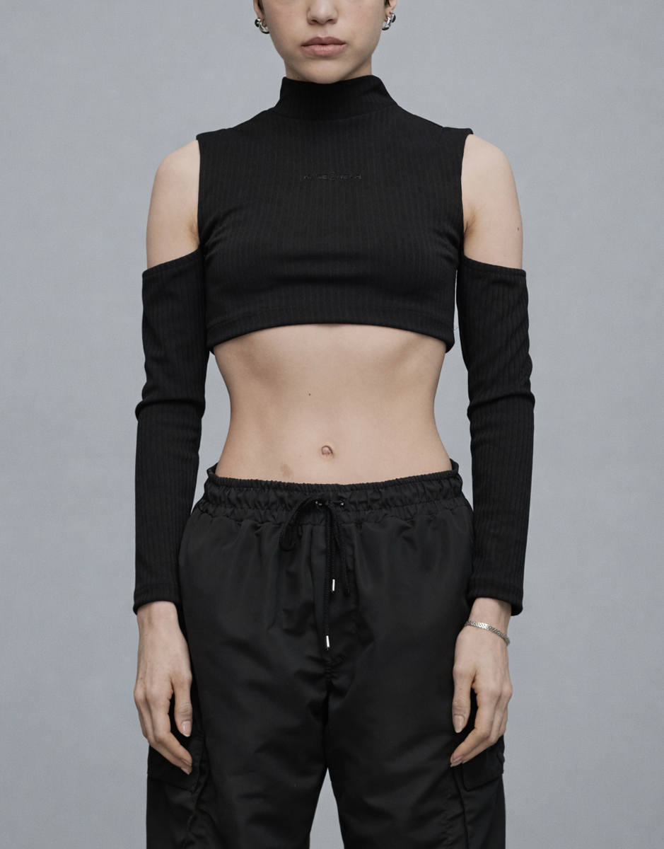 Ribbed Long-Sleeved Top Black