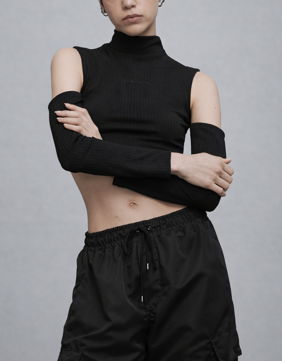 Ribbed Long-Sleeved Top Black